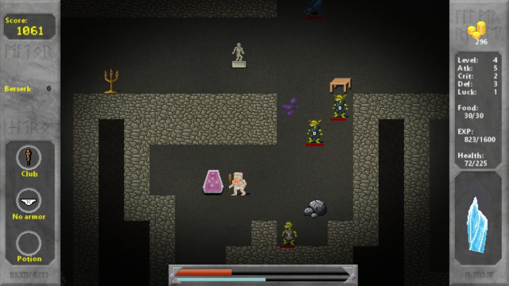 Sometimes your best bet is to run away. Here, two elites are chasing Torgar, who is low on health without a potion. Not a good situation.